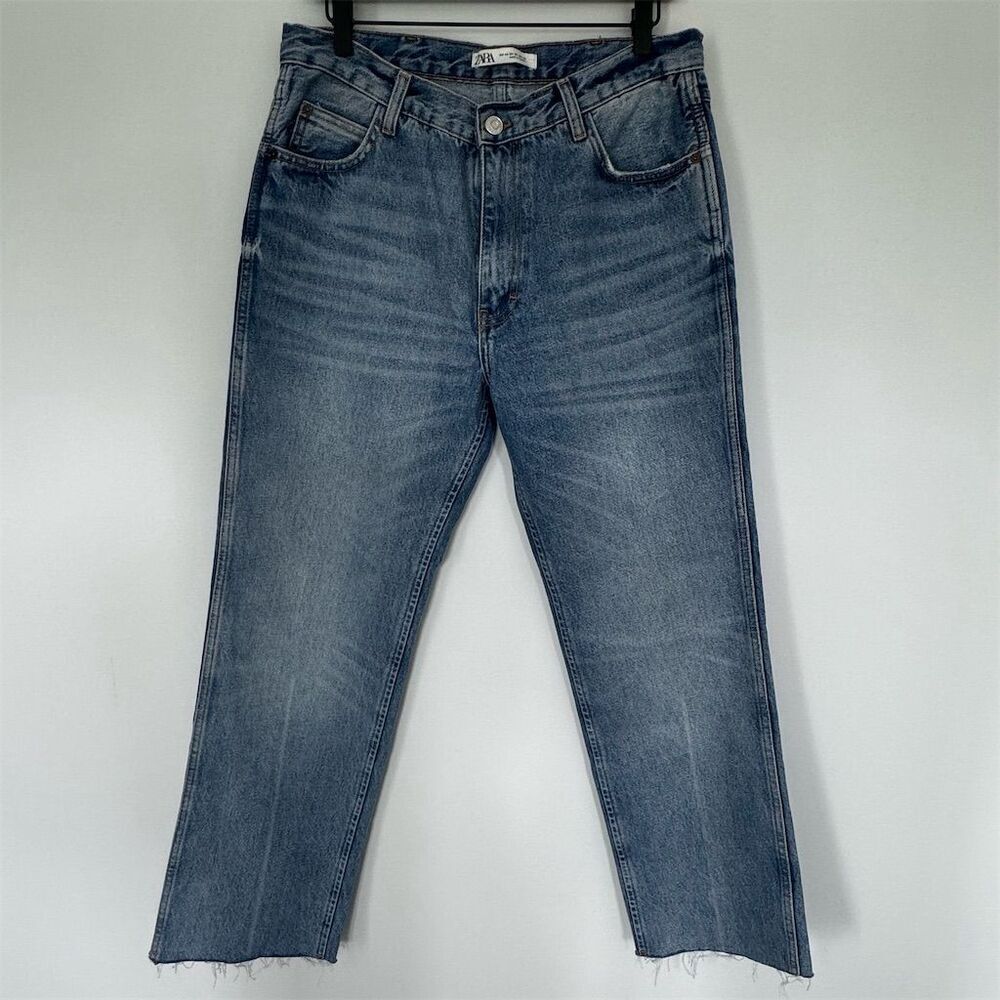 Zara Men's Regular Fit Cropped Jeans Blue Size 34